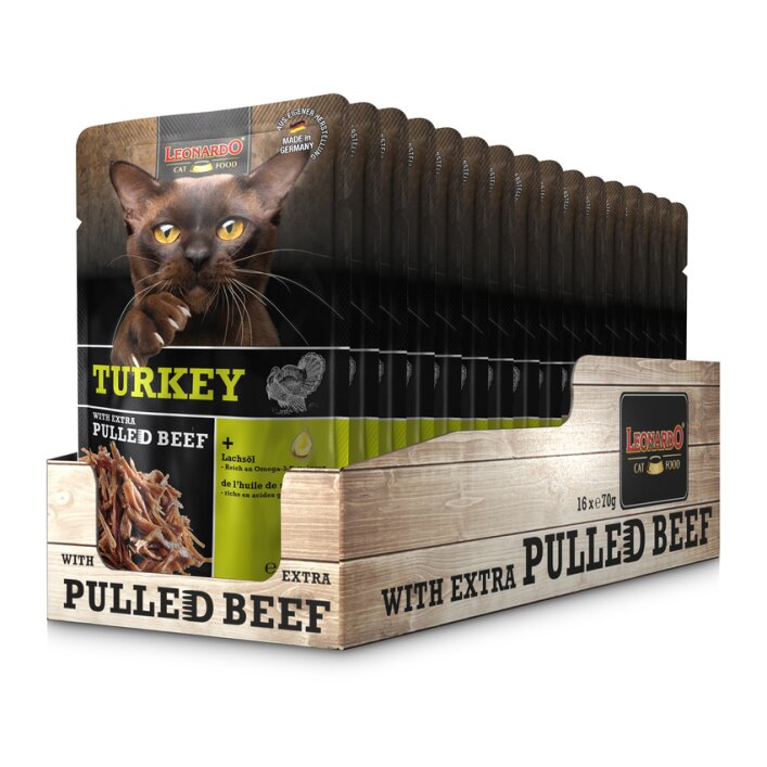 Turkey + extra pulled Beef 16x70g | Leonardo®