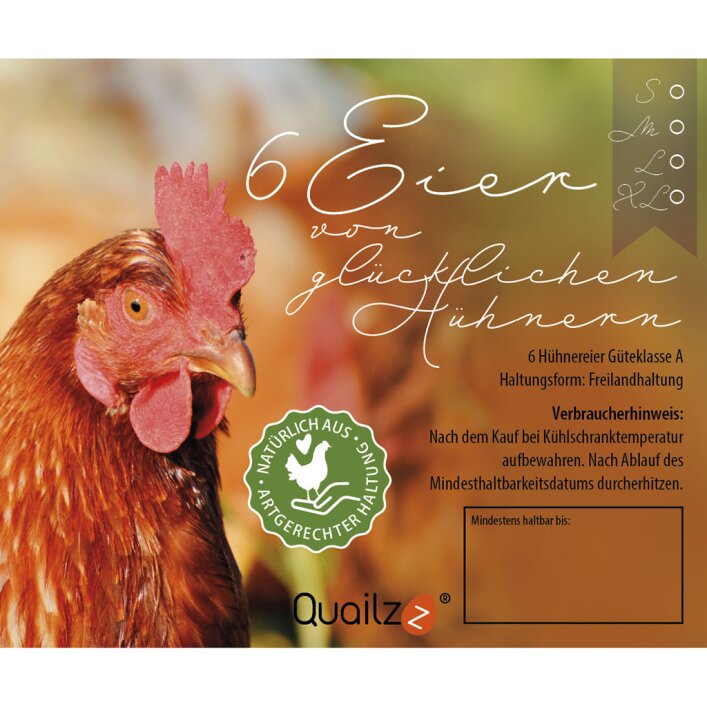 Etiketten für 6er Hühnereierschachteln - Motiv Legehenne