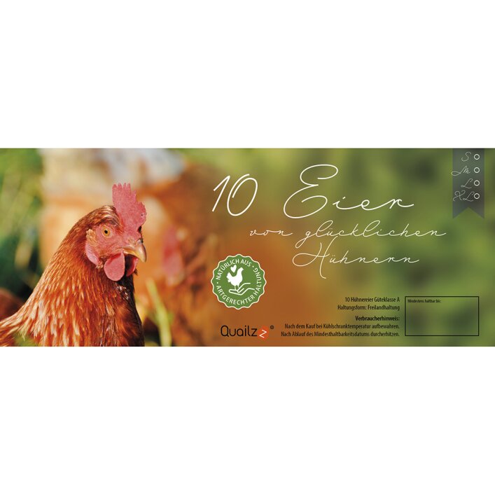 Etiketten für 10er Hühnereierschachteln - Motiv Legehenne